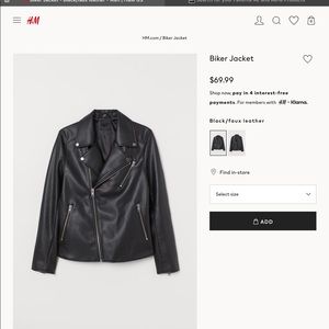 H&M Faux Leather Biker Jacket